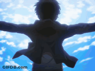 Silhouette Man Arms Outstretched Blue Sky GIF