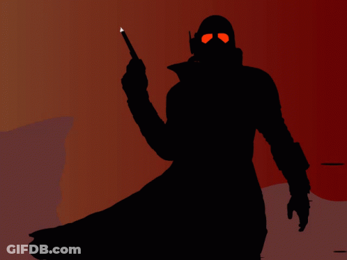 Silhouette Man Holding Cane And Cigarette GIF