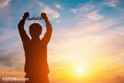 Silhouette Man Holding Chain At Sunset GIF