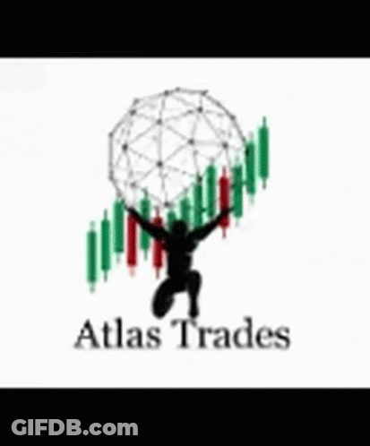 Silhouette Man Holding Globe Over Head Against Stock Chart GIF