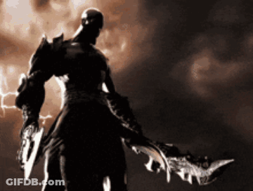 Silhouette Man Holding Large Sword GIF