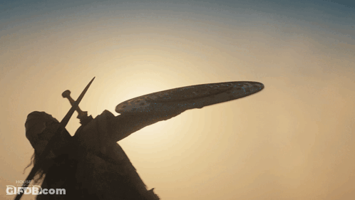 Silhouette Man Holding Sword And Shield Holy David GIF