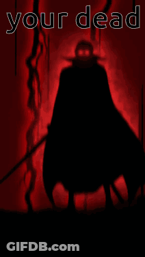 Silhouette Man Holding Sword Saying Your Dead GIF