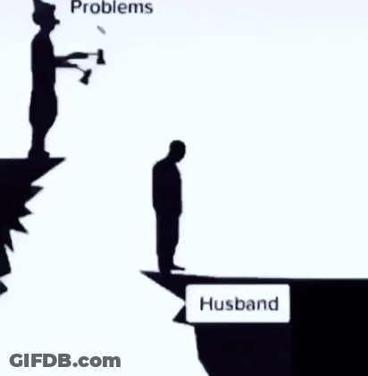 Silhouette Man On Cliff With Snow Globe Saying Problems And Husband Winston GIF