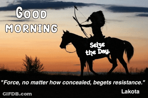 Silhouette Man Riding Horse Saying Good Morning Seize The Day GIF