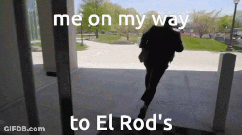 Silhouette Man Running Saying Me On My Way To El Rod's GIF