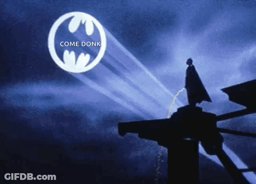 Silhouette Man Urinating In Front Of Batman Logo Come Donk GIF