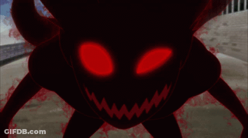 Silhouette Monster With Red Eyes And Sharp Teeth GIF