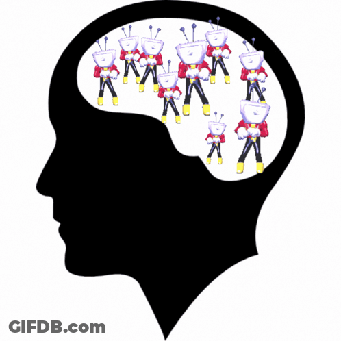Silhouette Of Head With Robots Inside GIF