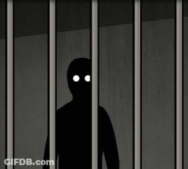 Silhouette Of Man Behind Bars GIF