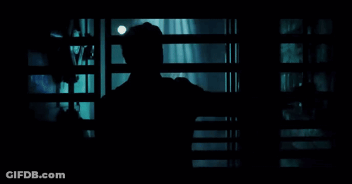 Silhouette Of Man In Dark Room Looking Out Window GIF