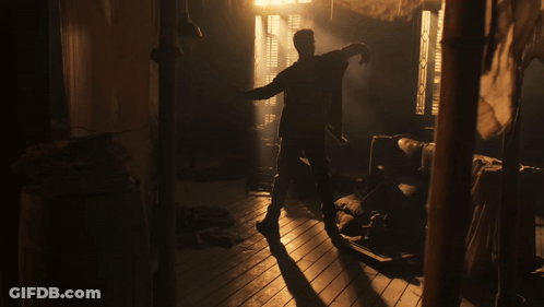 Silhouette Of Man In Dark Room With Dvo GIF