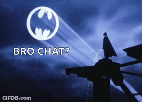 Silhouette Of Man In Front Of Batman Logo Bro Chat GIF