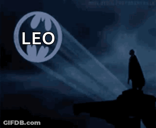 Silhouette Of Man In Front Of Leo Logo GIF