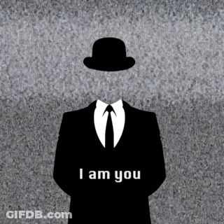 Silhouette Of Man In Suit And Top Hat Saying I Am You GIF