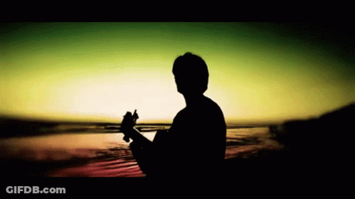 Silhouette Of Man Playing Guitar At Sunset GIF