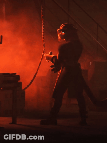 Silhouette Of Man With Chain In Dark Room GIF