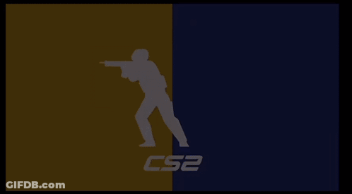 Silhouette Of Man With Gun And CS2 Below GIF