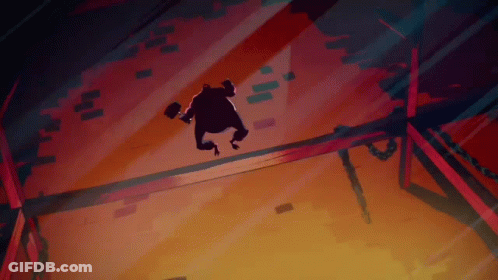 Silhouette Of Person Hanging From Rope In Dark Room GIF
