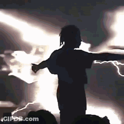 Silhouette Of Person In Lightning Storm GIF