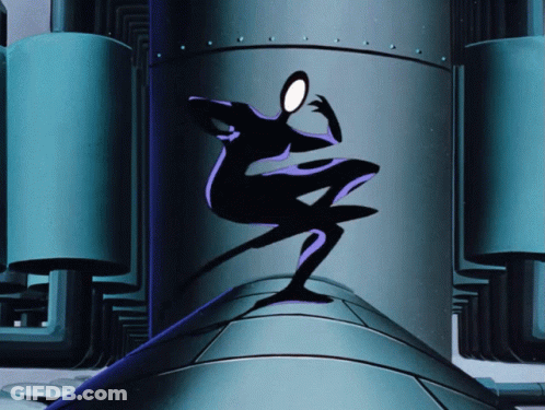 Silhouette Of Person With White Face On Metal Cylinder GIF