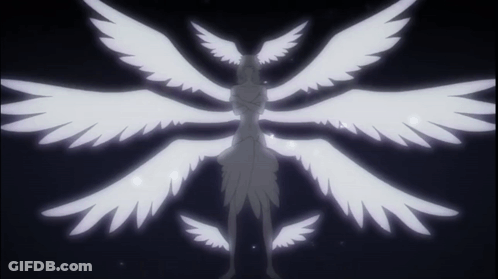 Silhouette Of Person With White Wings GIF