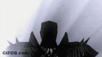 Silhouette Person With Spiked Arms And Shield Head GIF