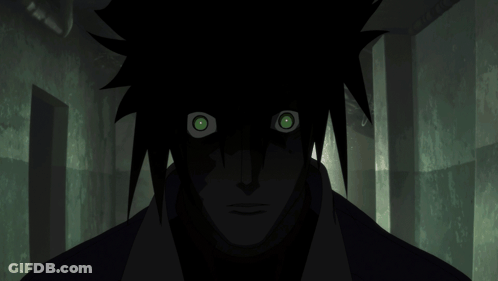 Silhouette With Green Eyes And Black Hair GIF