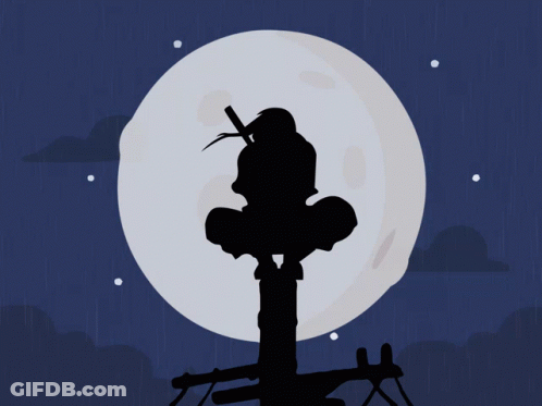 Silhouette With Sword In Front Of Full Moon GIF