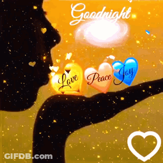 Silhouette Woman Blowing Kiss With Hearts GIF
