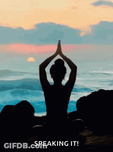 Silhouette Woman In Lotus Position Speaking It GIF