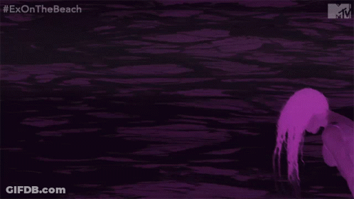 Silhouette Woman In Water With Beach Hashtag GIF