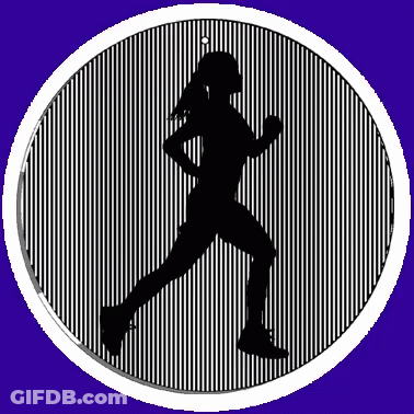 Silhouette Woman Running Circle Blue Background GIF