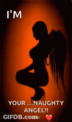 Silhouette Woman With Wings I'm Your Naughty Angel Sexy GIF