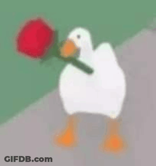 Silly Goose Carrying Flower GIF
