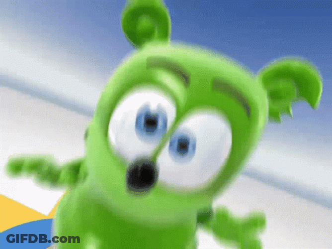 Silly Green Gummy Bear GIF