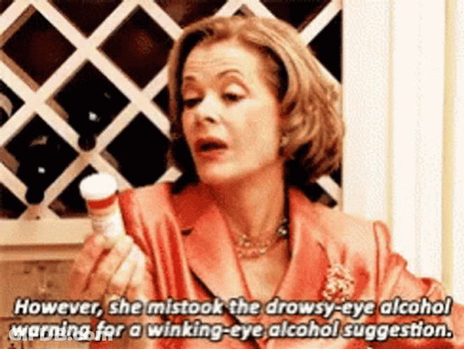 Silly Lucille Bluth Winking Eye-Alcohol Suggestion GIF