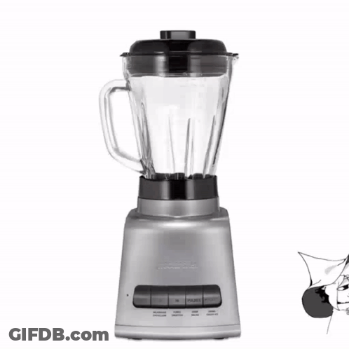 Silver Blender With Witch On Front GIF