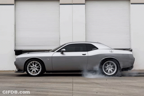 Silver Dodge Challenger Doing Burnout GIF