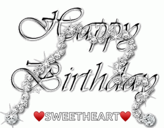 Silver Glitter Happy Birthday GIF