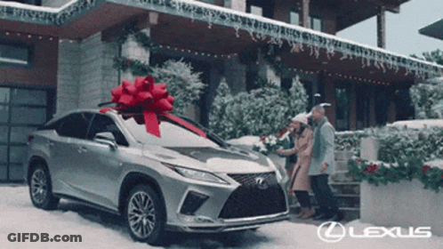 Silver Lexus With Red Bow GIF