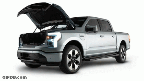 Silver Pickup Truck With Hood Up GIF