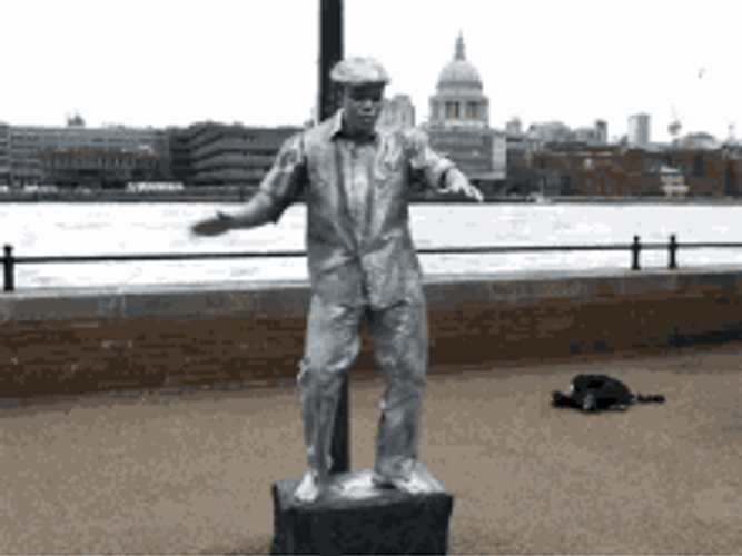 Silver Sculpture Dancing GIF
