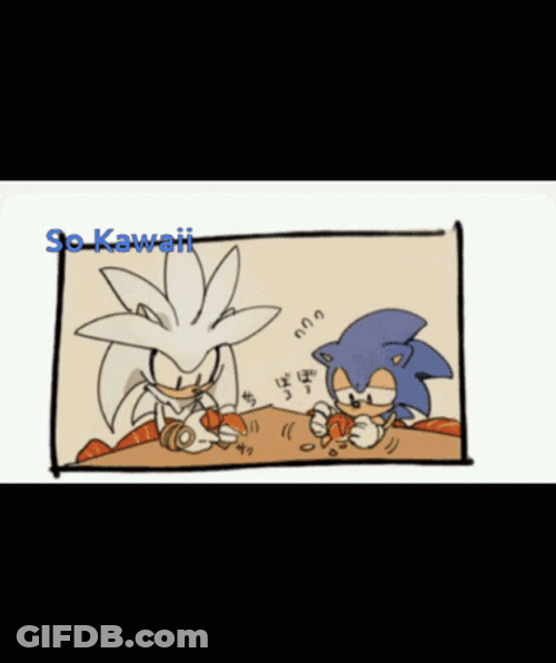 Silver The Hedgehog Sharing With Sonic GIF