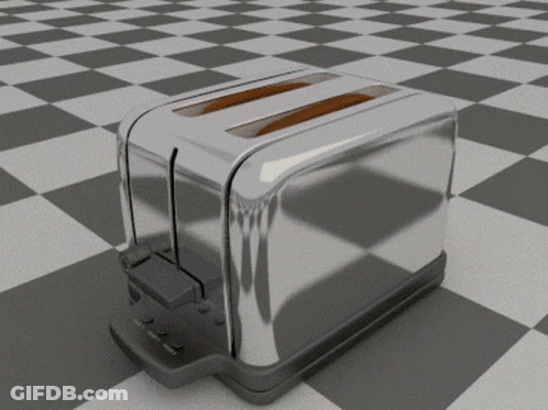 Silver Toaster On Checkered Floor GIF