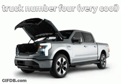 Silver Truck With Hood Up Truck Number Four Very Cool GIF
