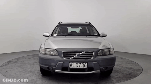 Silver Volvo Front With License Plate ALD736 GIF