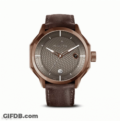 Silver Watch With Black Band And Number 7 GIF