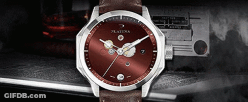 Silver Watch With Red Face And Platina GIF