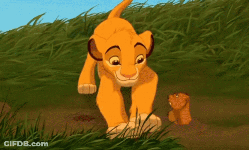 Simba Catching A Mole With Happy Face GIF